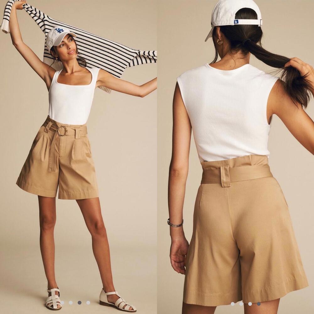 Maeve by Anthropologie Women’s Size 4 Small Brown Khaki Longline O-Ring Shorts - Picture 10 of 10
